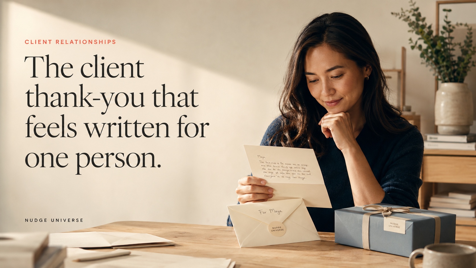 The client thank-you that feels written for one person.